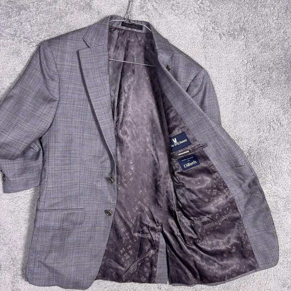 Psycho Bunny Sport Coat Blazer Mens 36R Windowpane Wool Canada 2 Button